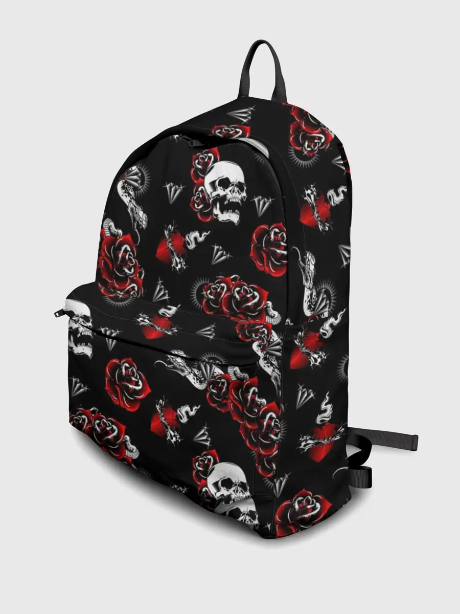 Рюкзак джинсовый / Черепа и розы