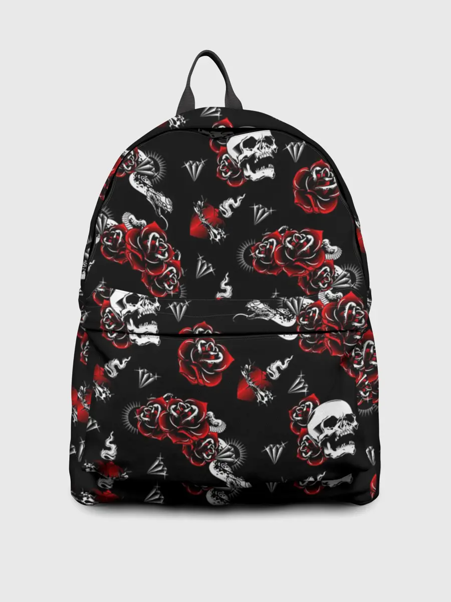 Рюкзак джинсовый / Черепа и розы