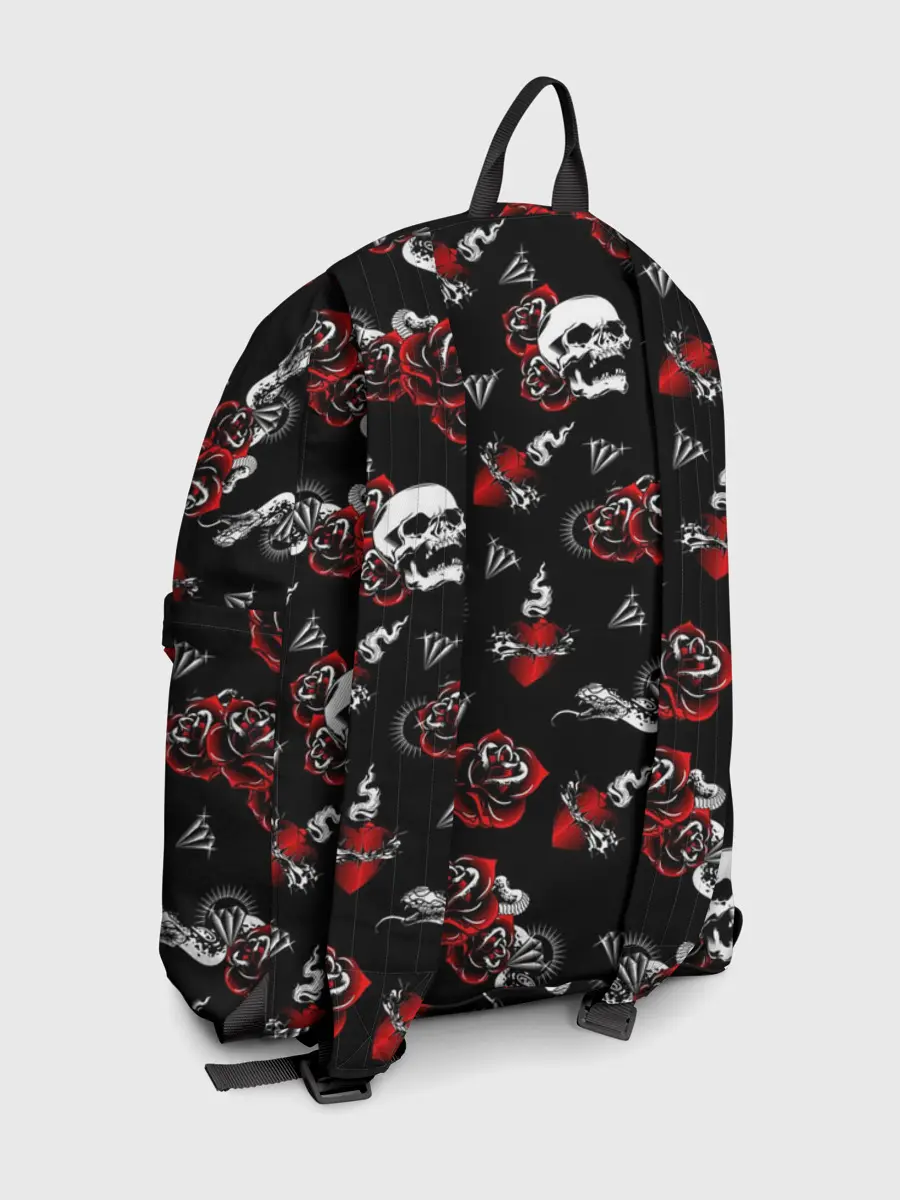 Рюкзак джинсовый / Черепа и розы