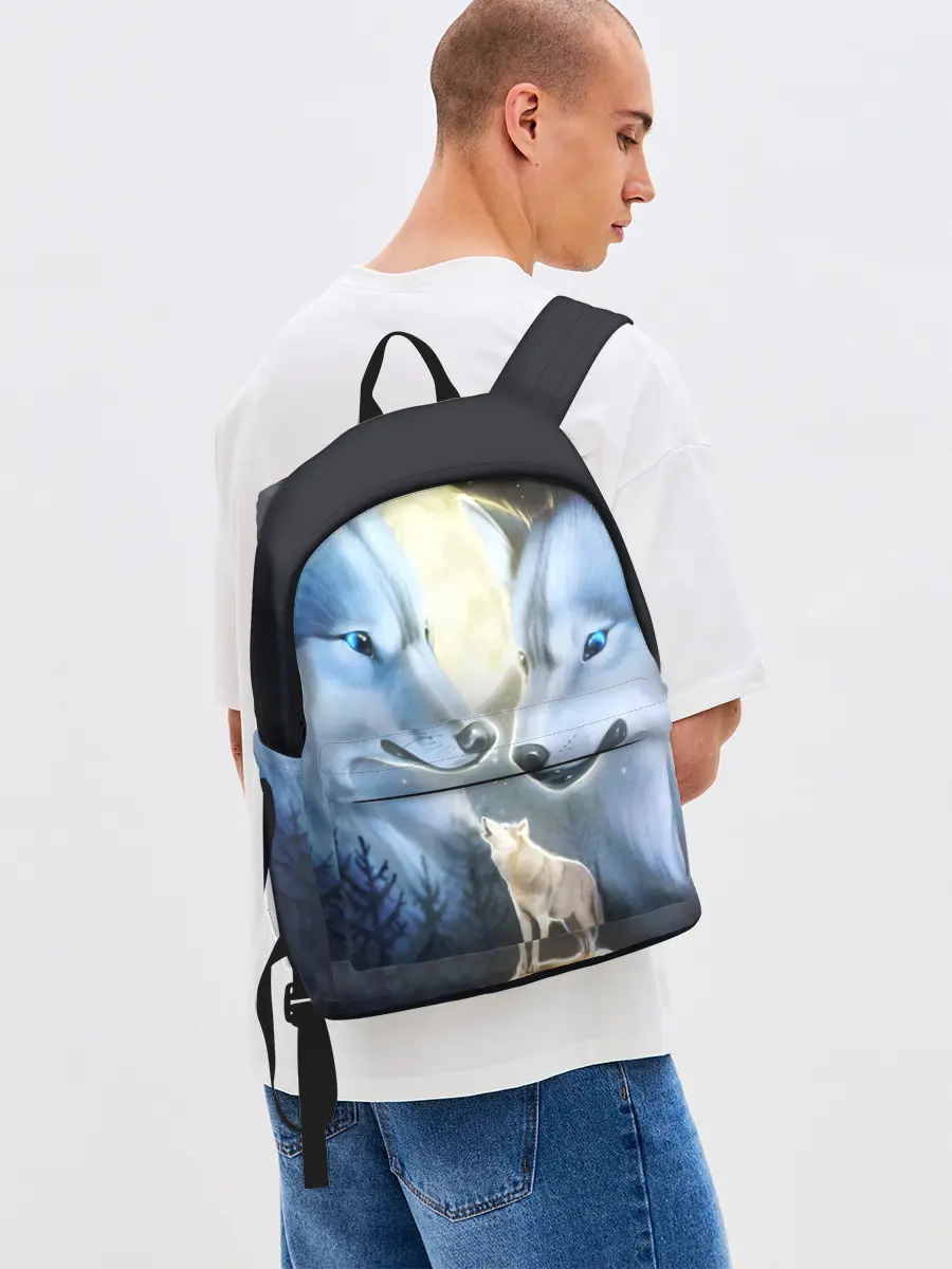 Рюкзак джинсовый / ВОЛК В НОЧИ