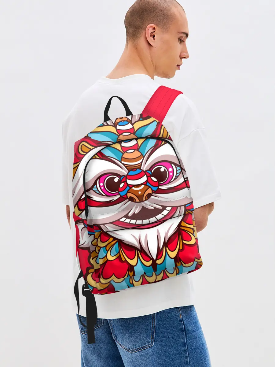 Рюкзак джинсовый / Морда Азиатского Льва