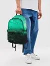 Рюкзак джинсовый / Зеленые капли клетки