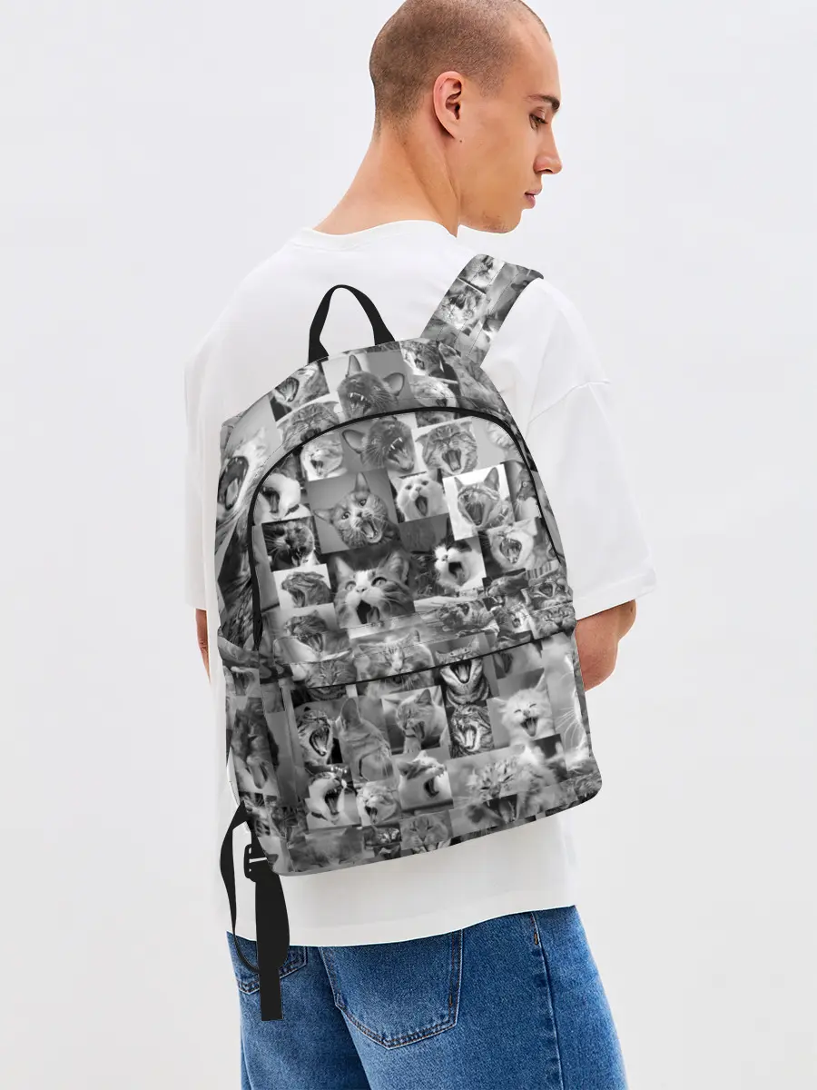 Рюкзак джинсовый / Неко ахегао чб