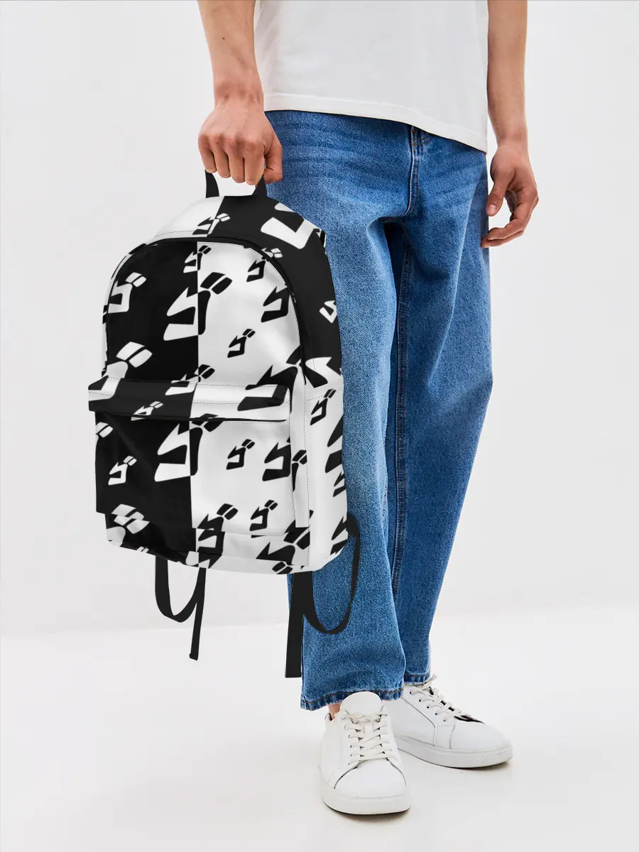 Рюкзак джинсовый / Паттерн ДжоДжо черно-белый
