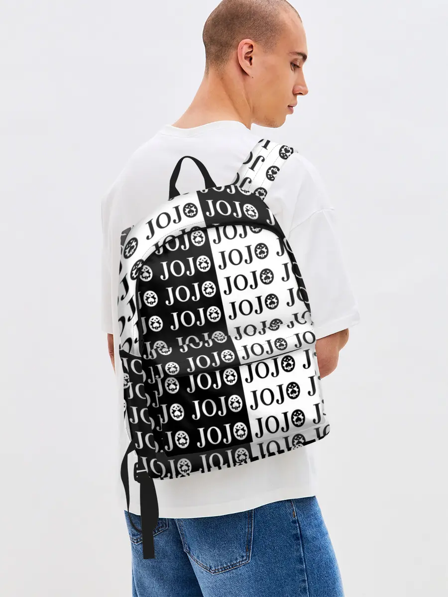Рюкзак джинсовый / Логотип джо джо паттерн черно-белый