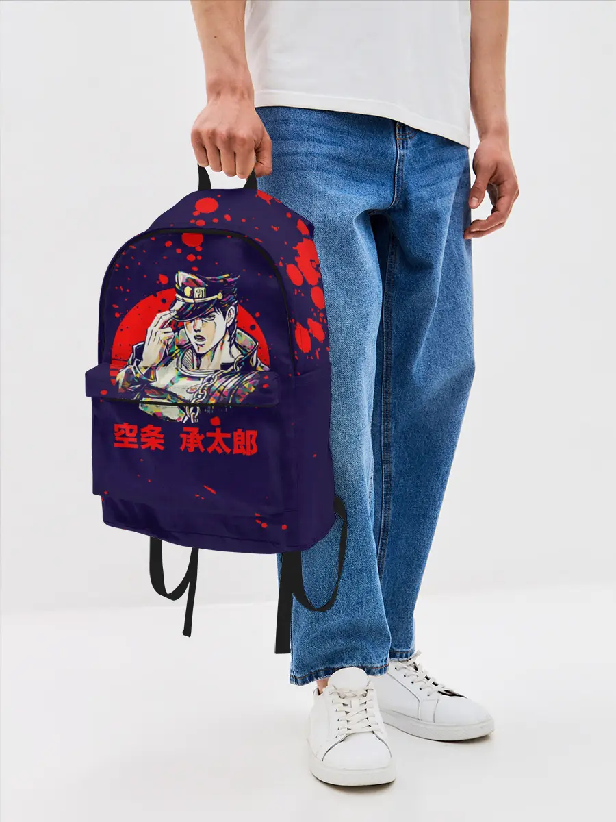 Рюкзак джинсовый / Дзётаро красные брызги