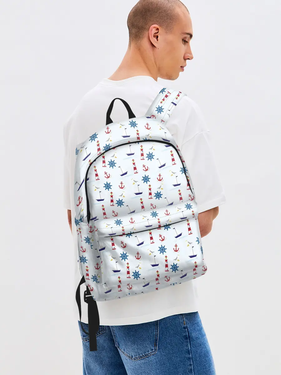 Рюкзак джинсовый / Кораблики да маяки