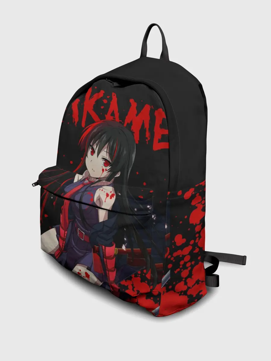 Рюкзак джинсовый / Убийца Акаме на черно-красно фоне