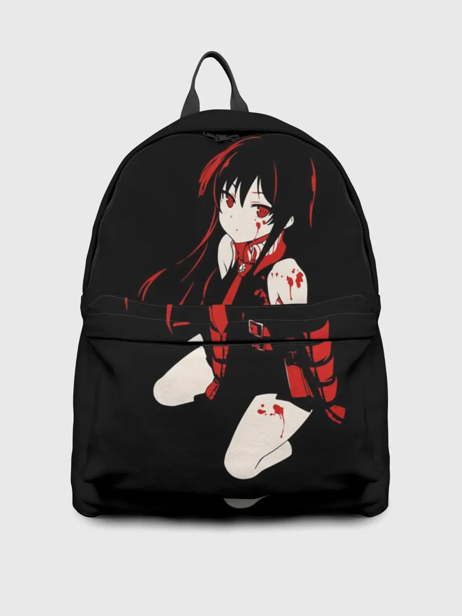 Рюкзак джинсовый / Убийца Акаме на черном фоне