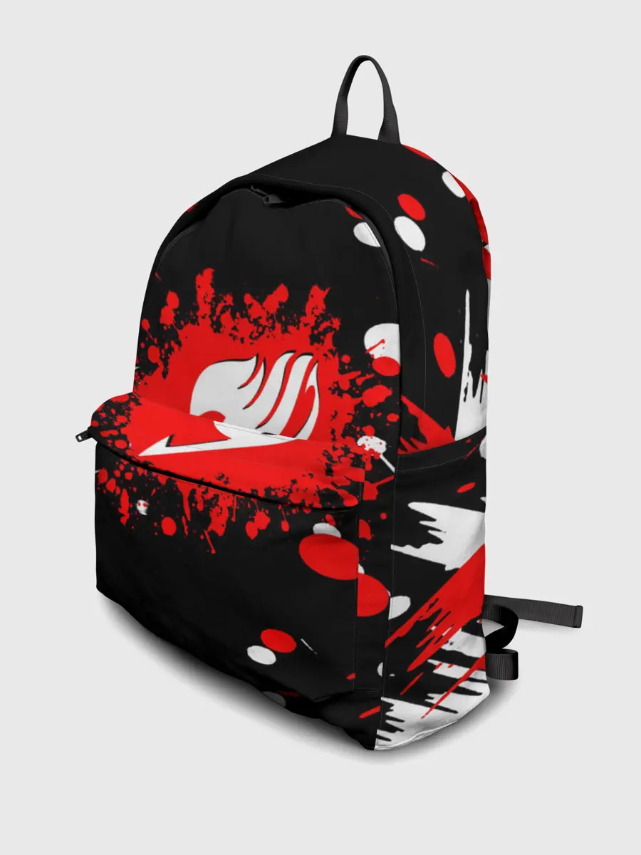 Рюкзак джинсовый / Хвост Феи красно-черная геометрия