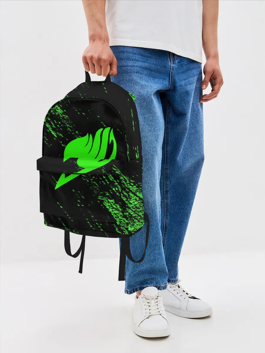 Рюкзак джинсовый / Хвост Феи зеленая диагональ