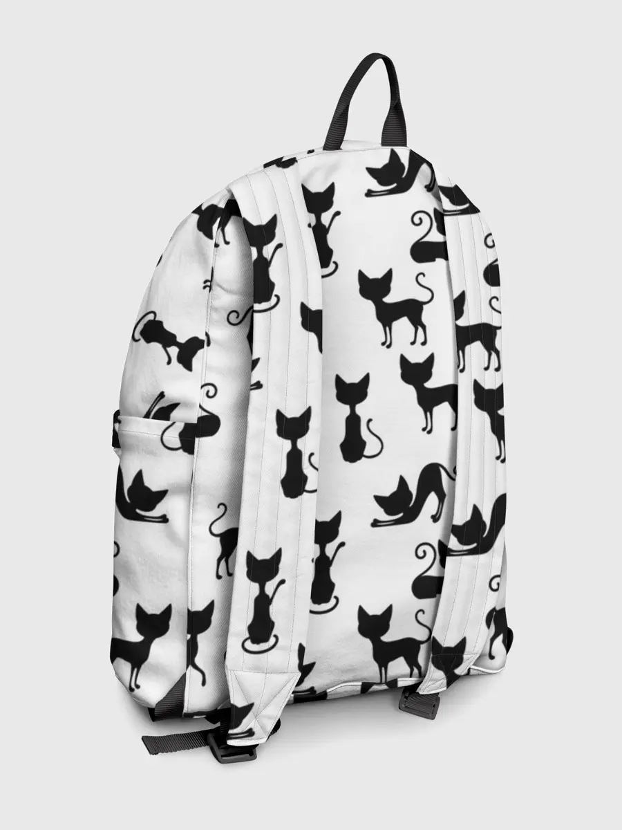 Рюкзак джинсовый / КОШКИ БЕЛОЕ НА ЧЕРНОМ