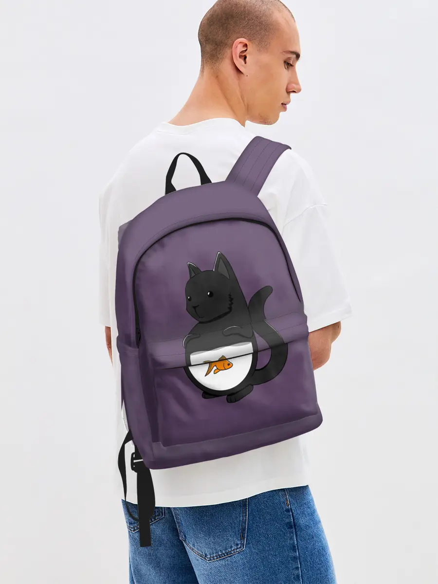 Рюкзак джинсовый / Довольный кот