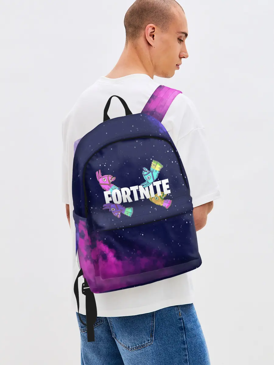 Рюкзак джинсовый / Ламы фортнайт в космосе