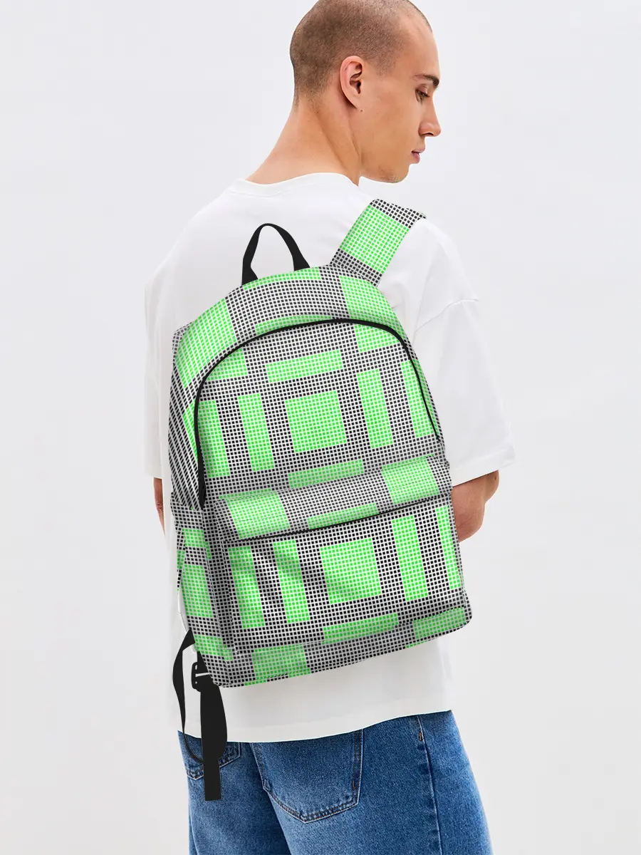 Рюкзак джинсовый / Пиксели зеленые