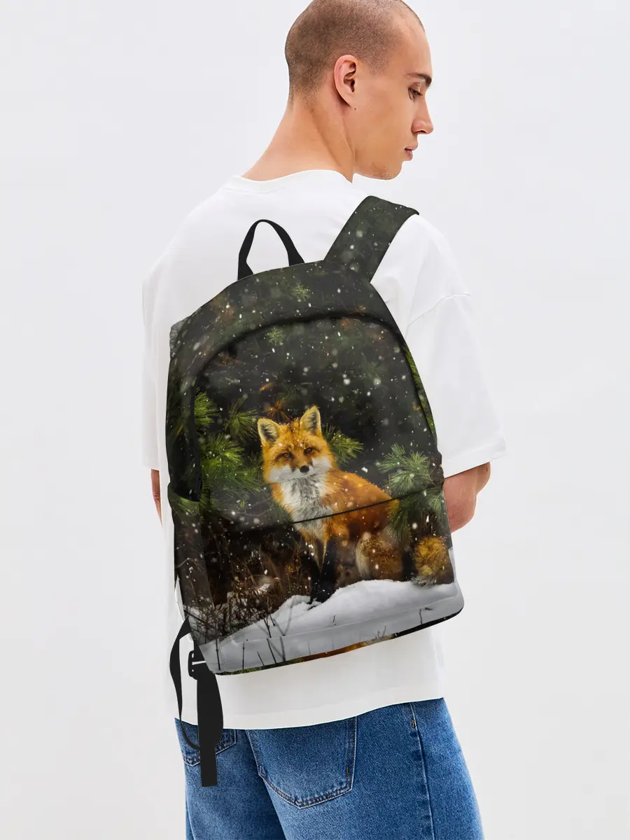 Рюкзак джинсовый / Лиса и снег