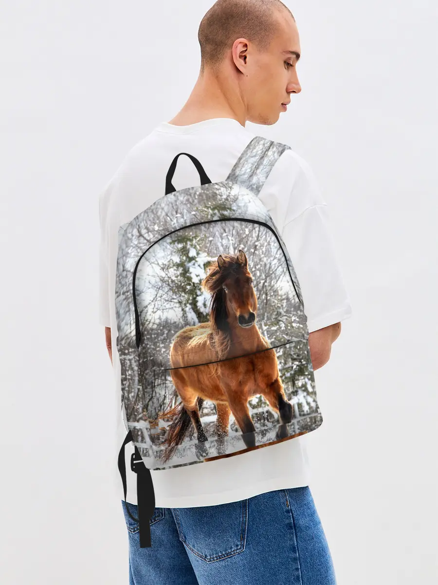 Рюкзак джинсовый / Конь и снег