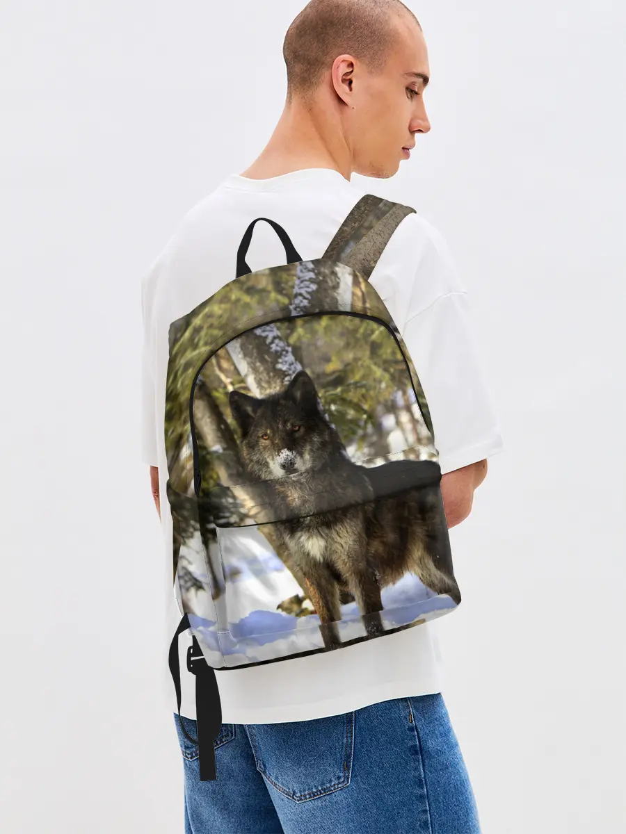 Рюкзак джинсовый / Волк и снег