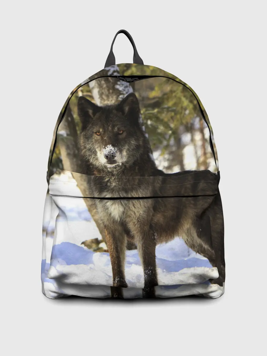 Рюкзак джинсовый / Волк и снег