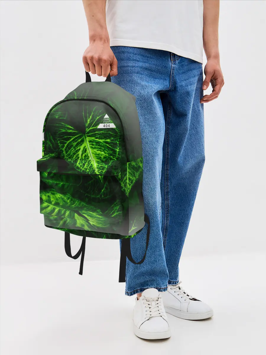 Рюкзак джинсовый / Листья зеленые CODE ERROR 404
