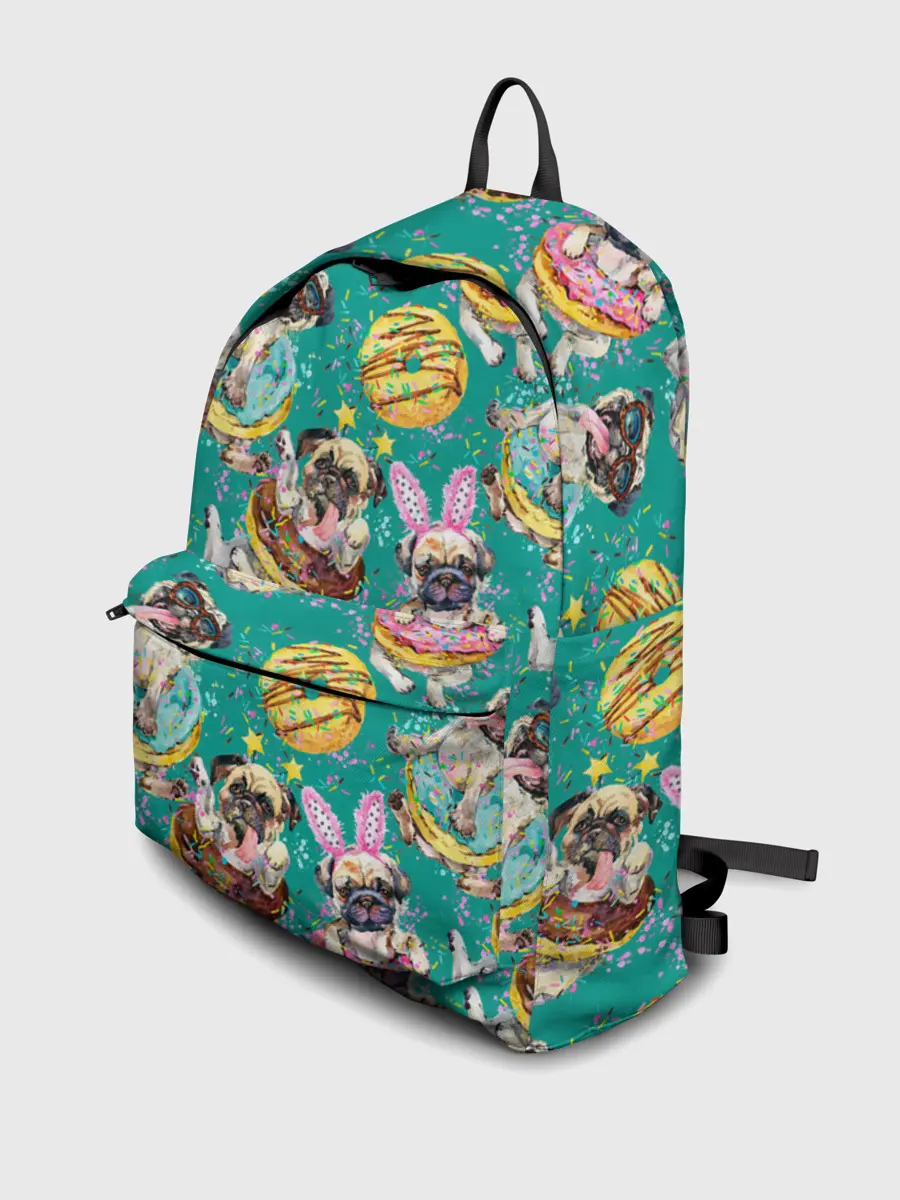 Рюкзак джинсовый / Мопсы в пончиках