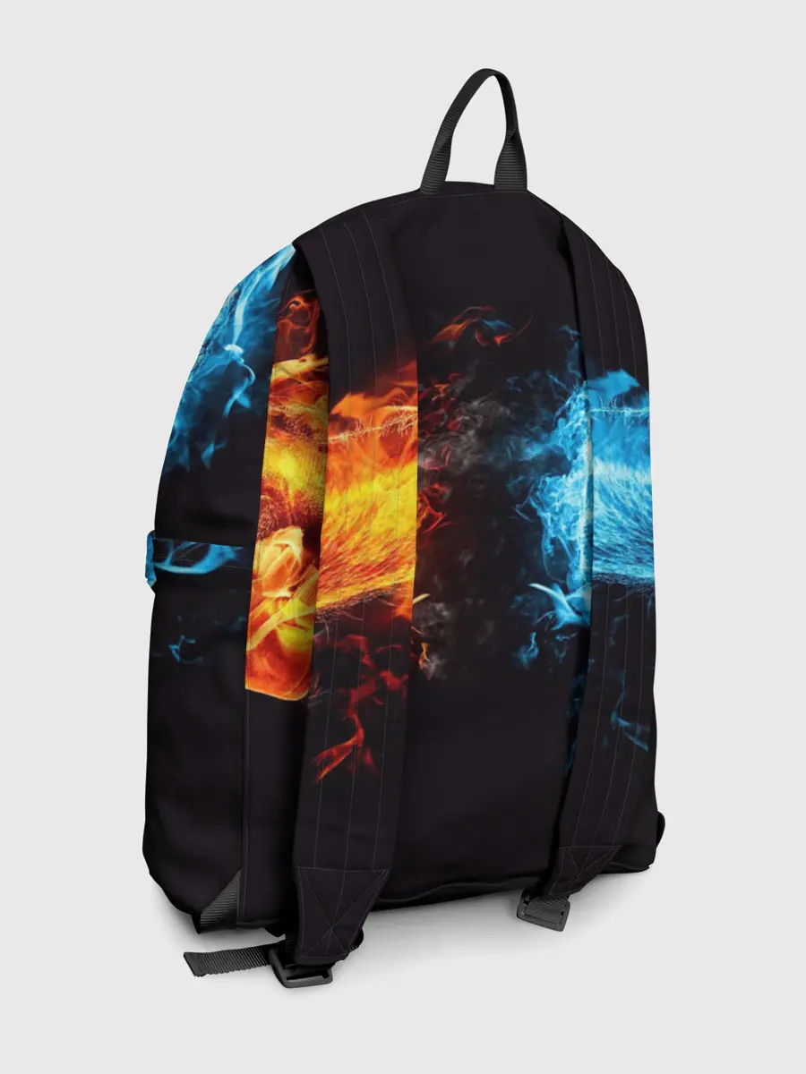 Рюкзак джинсовый / Абстракция,Инь-Ян,Огонь,Вода