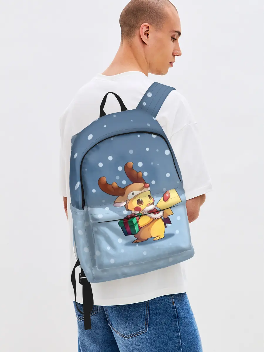Рюкзак джинсовый / Новогодний Пикачу