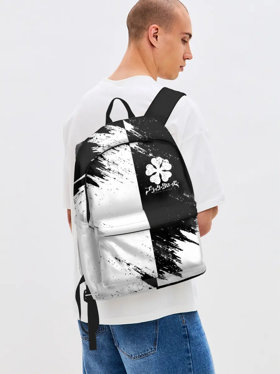 Рюкзак джинсовый / Черный Клевер инверсированный фон