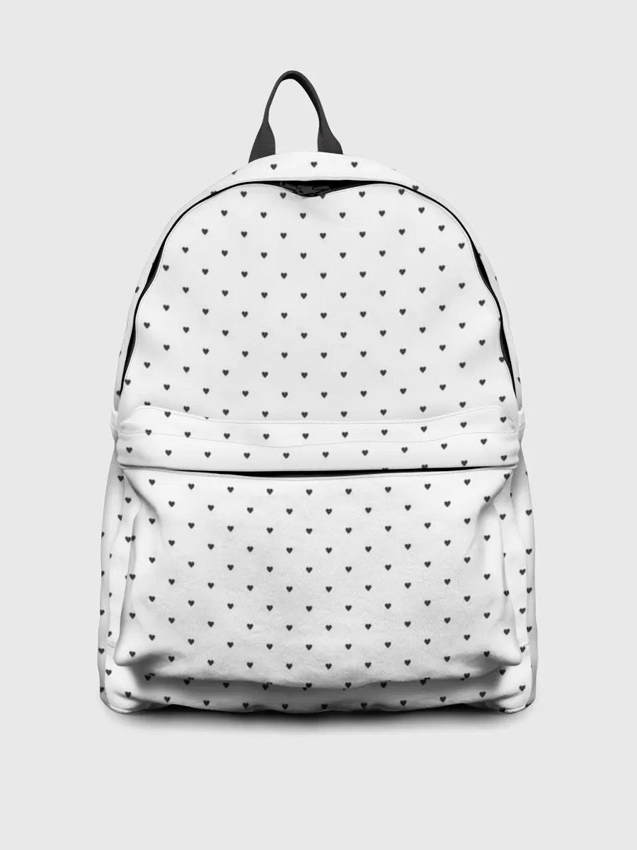 Рюкзак джинсовый / Сердечки черные на белом