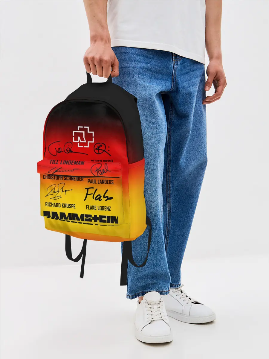 Рюкзак джинсовый / RAMMSTEIN АВТОГРАФЫ УЧАСТНИКОВ