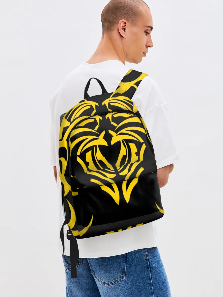 Рюкзак джинсовый / Узор жёлтый