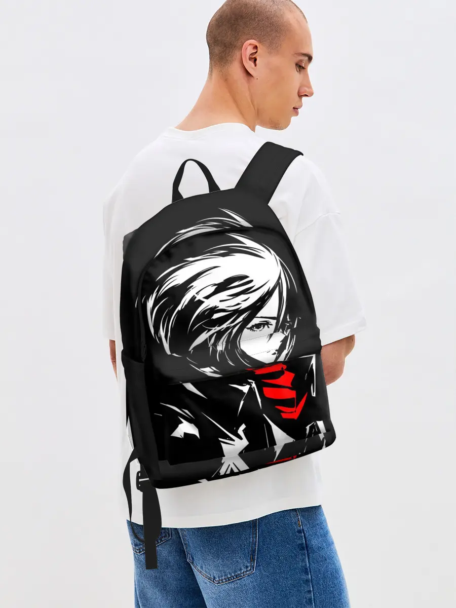 Рюкзак джинсовый / Черно-белая Микаса Аккерман