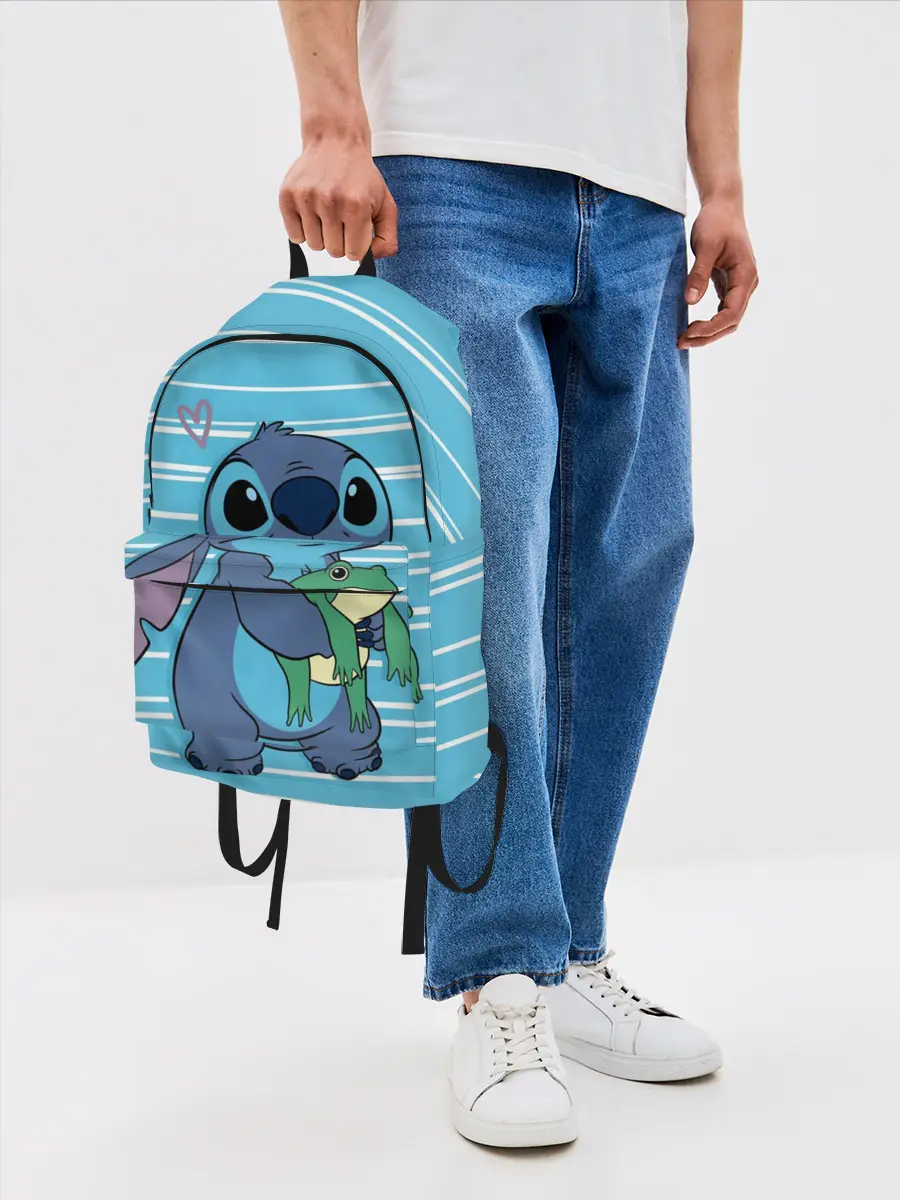 Рюкзак джинсовый / Стич с лягушкой