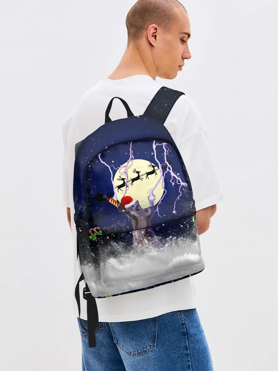 Рюкзак джинсовый / Новогодний Кот