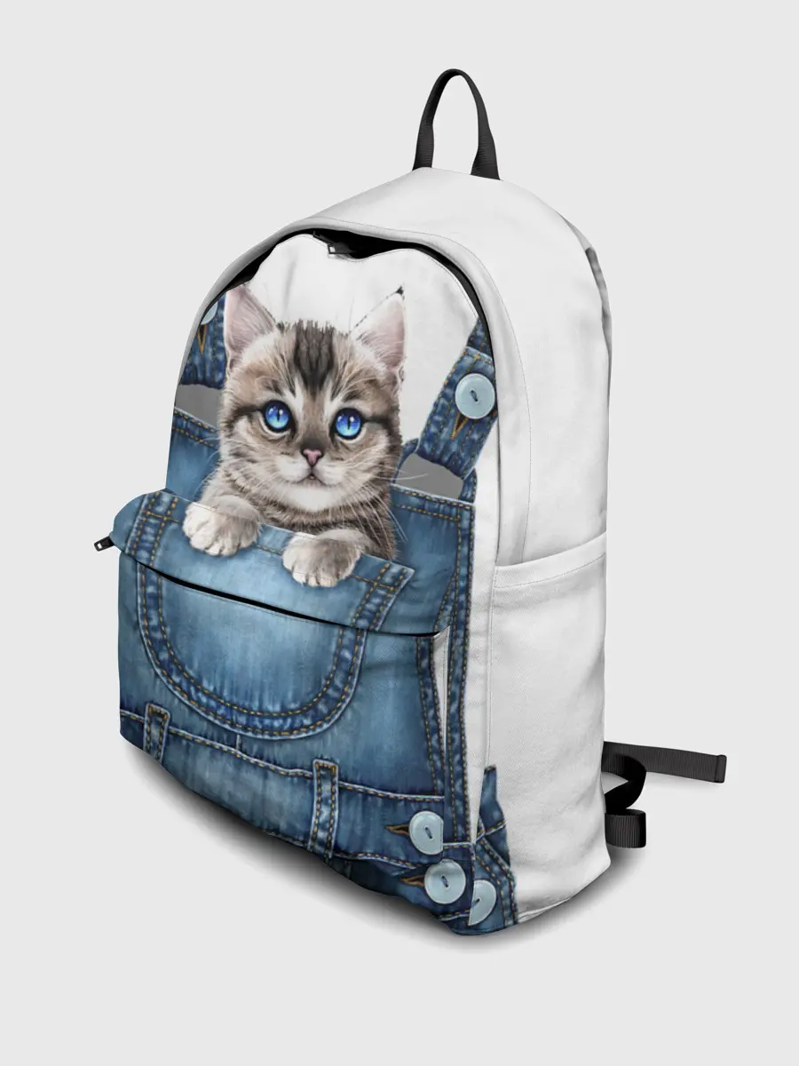 Рюкзак джинсовый / КОТЕНОК В КАРМАНЕ