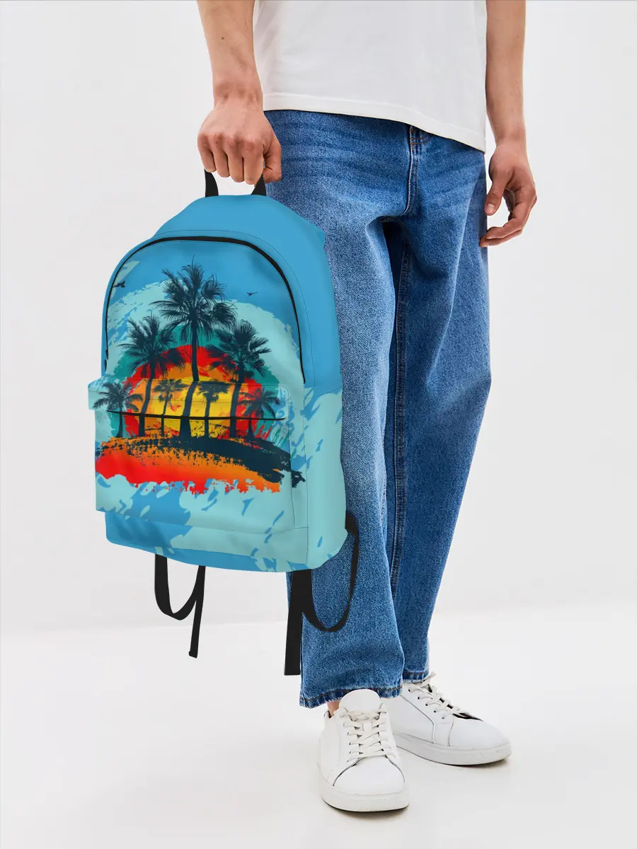 Рюкзак джинсовый / Море. Пальмы. Песок