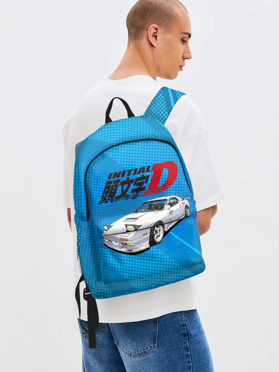 Рюкзак джинсовый / Initial D машина на голубом фоне