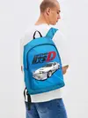 Рюкзак джинсовый / Initial D машина на голубом фоне