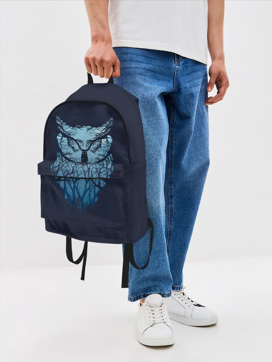 Рюкзак джинсовый / Сова в деревьях