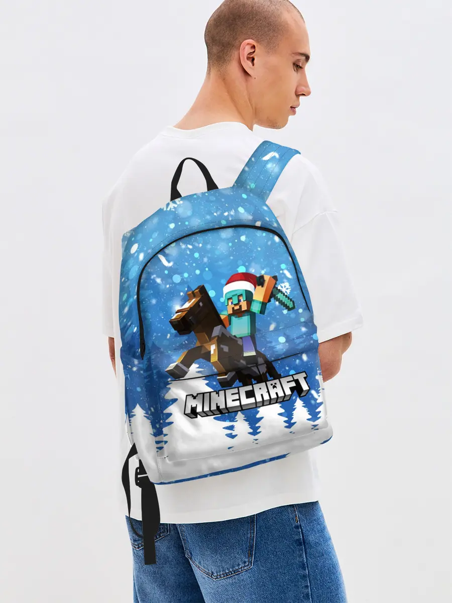 Рюкзак джинсовый / Новогодний Манкрафт на коне