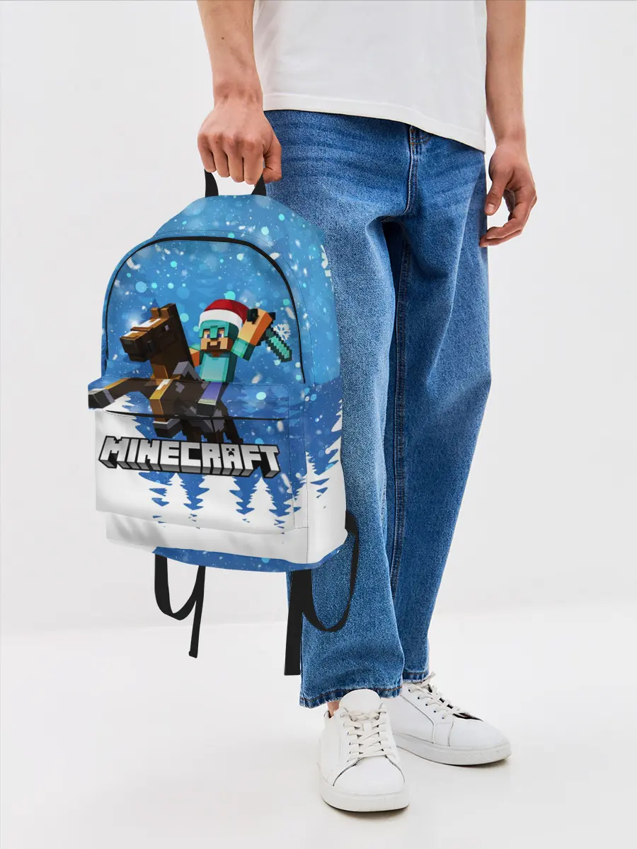 Рюкзак джинсовый / Новогодний Манкрафт на коне