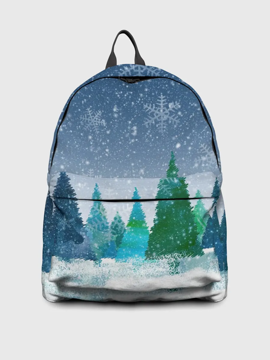 Рюкзак джинсовый / Снежинки в лесу