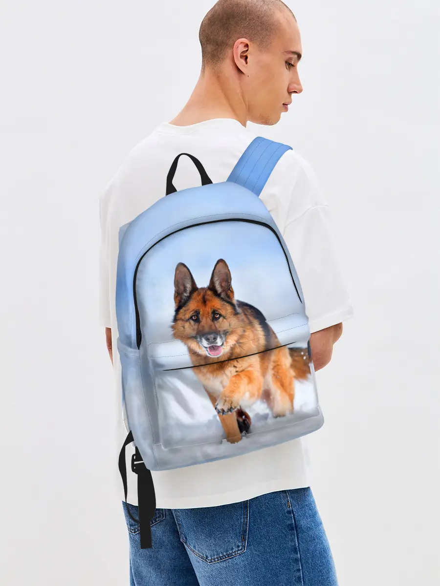 Рюкзак джинсовый / Овчарка и снег