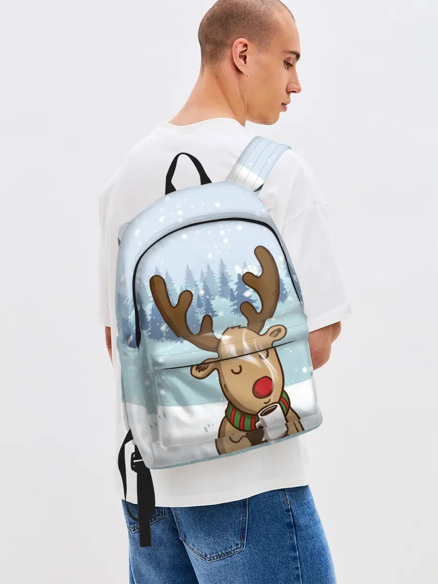 Рюкзак джинсовый / Олень с кружкой