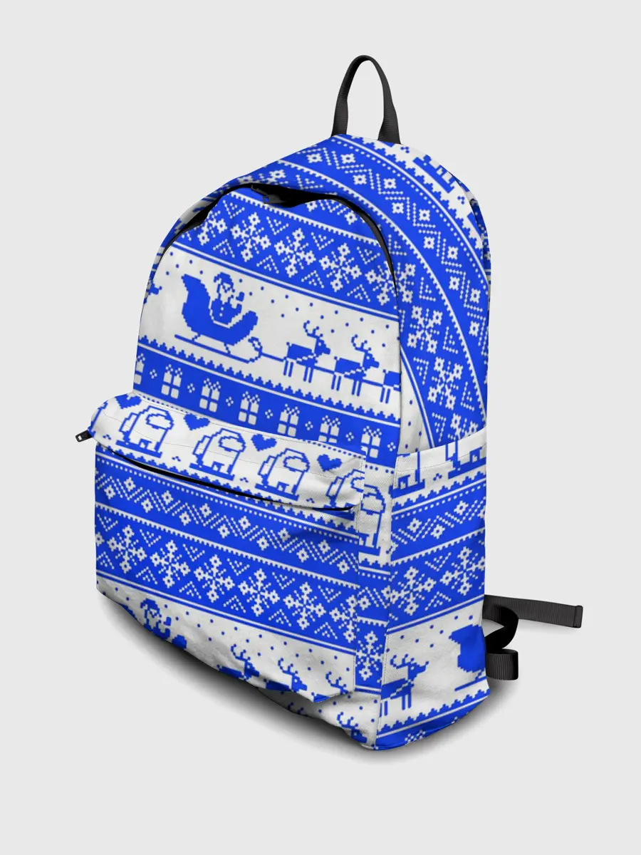 Рюкзак джинсовый / AMONG US НОВОГОДНИЙ УЗОР