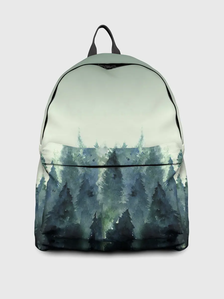 Рюкзак джинсовый / акварельный лес градиент