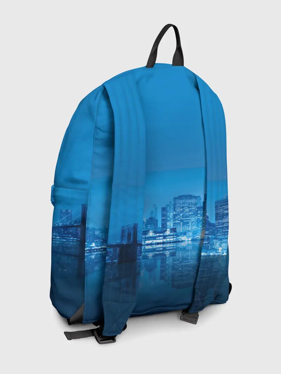 Рюкзак джинсовый / вид на ночной мегаполис