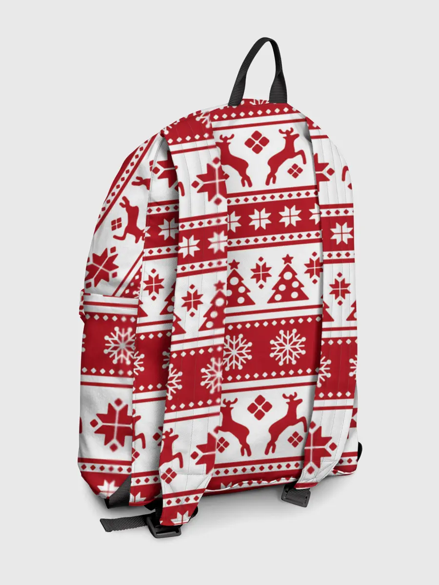 Рюкзак джинсовый / Новый Год | Олени и снежинки