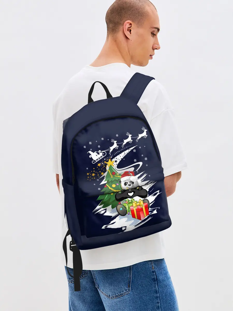Рюкзак джинсовый / Рождественская Панда