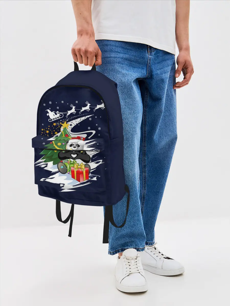 Рюкзак джинсовый / Рождественская Панда